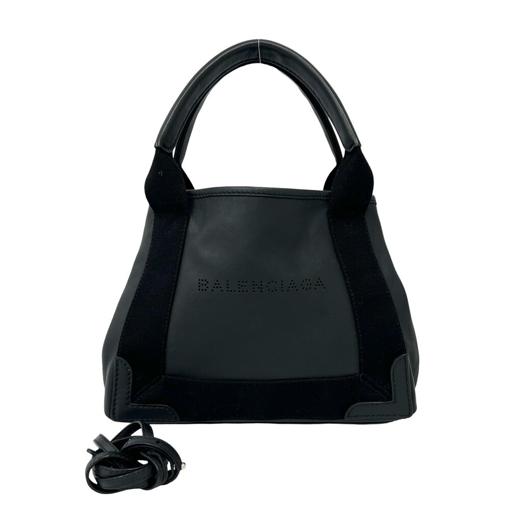 BALENCIAGA Navy Cabas XS Leather 2-way Handbag/Shoulder Bag, Black, 21022